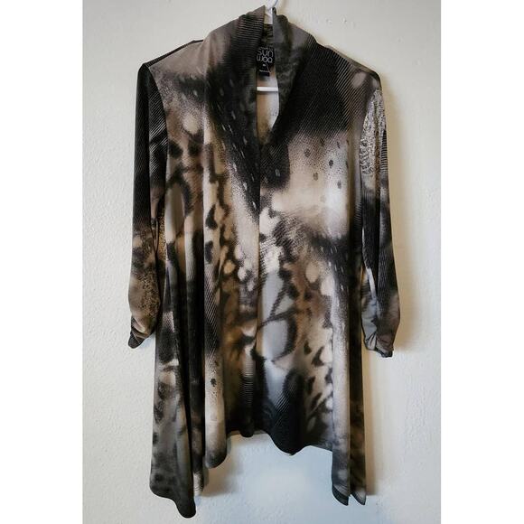 Clara Sun Woo Asymmetrical Sharkbite Hem 3/4 Ruched Sleeve Tunic XS - Picture 2 of 9